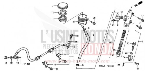 MAITRE-CYLINDRE FREIN AR. (NT650VW/X/Y/1) NT650VW de 1998